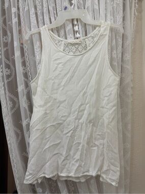 Lace-Back Ribbed Chemise Slip - White